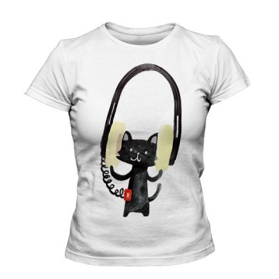 تیشرت دخترانه Cat With Huge Headphone