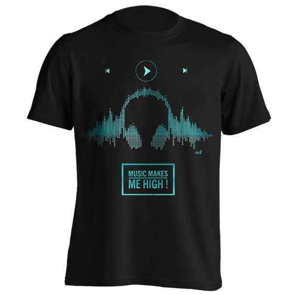 تیشرت Music makes me high blue