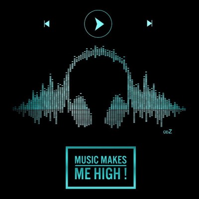 تیشرت Music makes me high blue