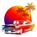 تیشرت طرح Sunset classic car