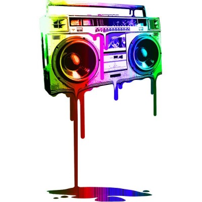 تی‌شرت طرح Melting Boombox (digital rainbow look)