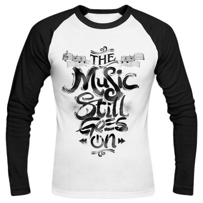 تی‌شرت آستین بلند رگلان طرح Music Stll Goes On