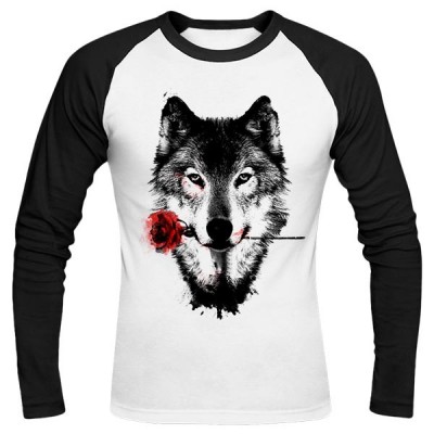 تی‌شرت آستین بلند رگلان طرح Black Rose