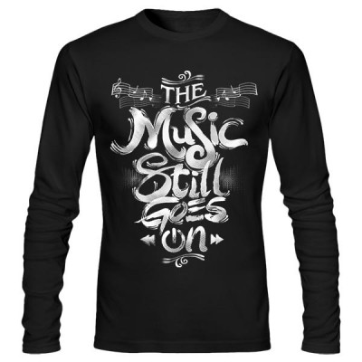 تی‌شرت آستین بلند طرح Music Stll Goes On