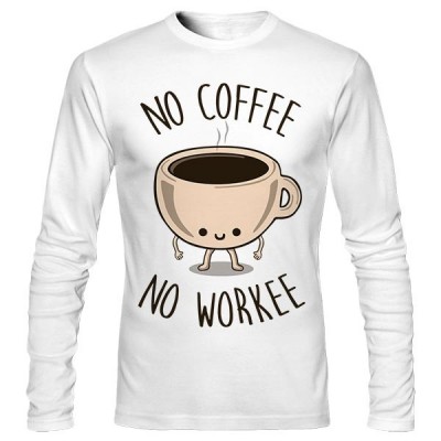 تی‌شرت آستین بلند طرح No Coffee No Workee