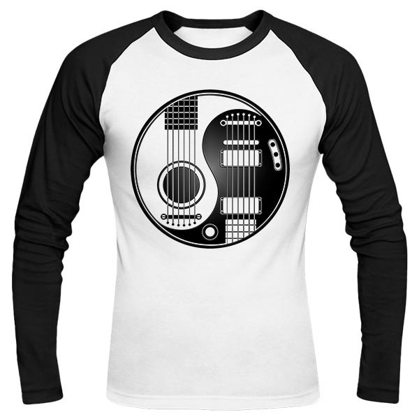 تی‌شرت آستین بلند رگلان طرح گیتار الکتروآکوستیک