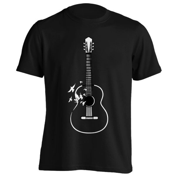 تی‌شرت طرح Guitar flying birds