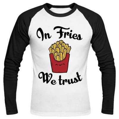 تیشرت آستین بلند رگلان طرح In Fries We Trust
