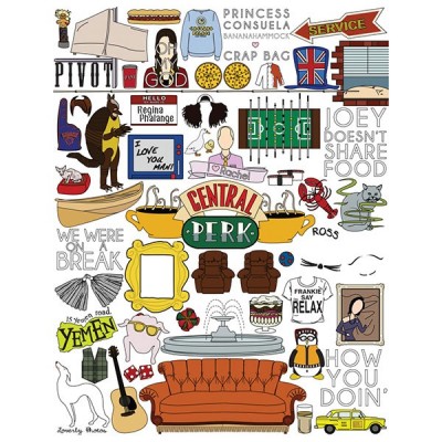 تیشرت دخترانه طرح Friends Collage