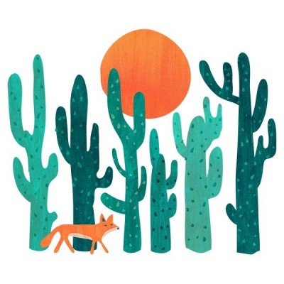 تیشرت آستین بلند رگلان Fox in cactus forest