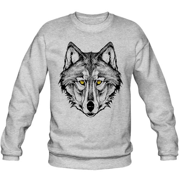 سویشرت ملانژ طرح Savage Wolf